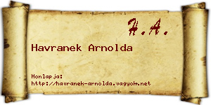 Havranek Arnolda névjegykártya